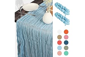 2 Pack Baby Blue Table Runners for Rustic Table Decor