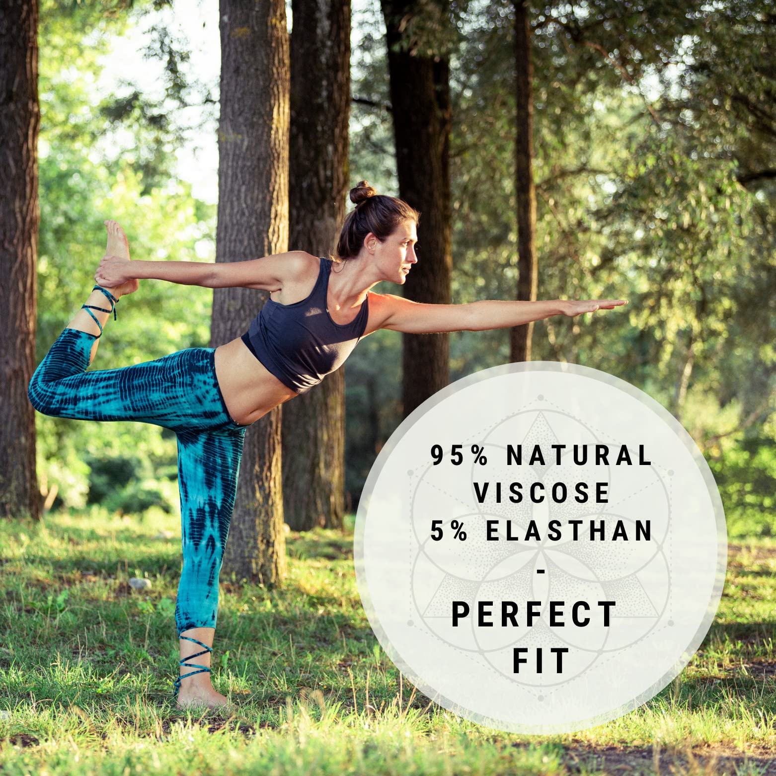 PANASIAM Leggings Capri Donna - Leggings Yoga con Lacci - Lunghezza 3/4 | Tinti a mano, morbida fascia alta in vita, leggings fitness & allenamento, traspiranti, viscosa & elastan, pantaloni yoga