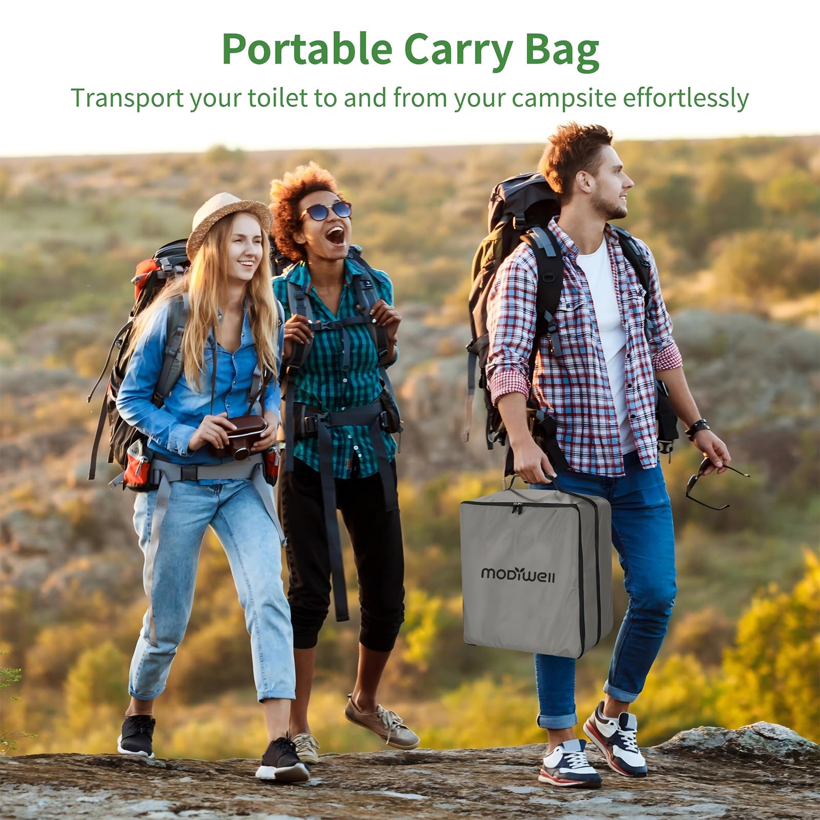 Bolsa de transporte para inodoro con cubierta impermeable, organizador de almacenamiento de inodoro portátil para camping, senderismo, viajes en caravana
