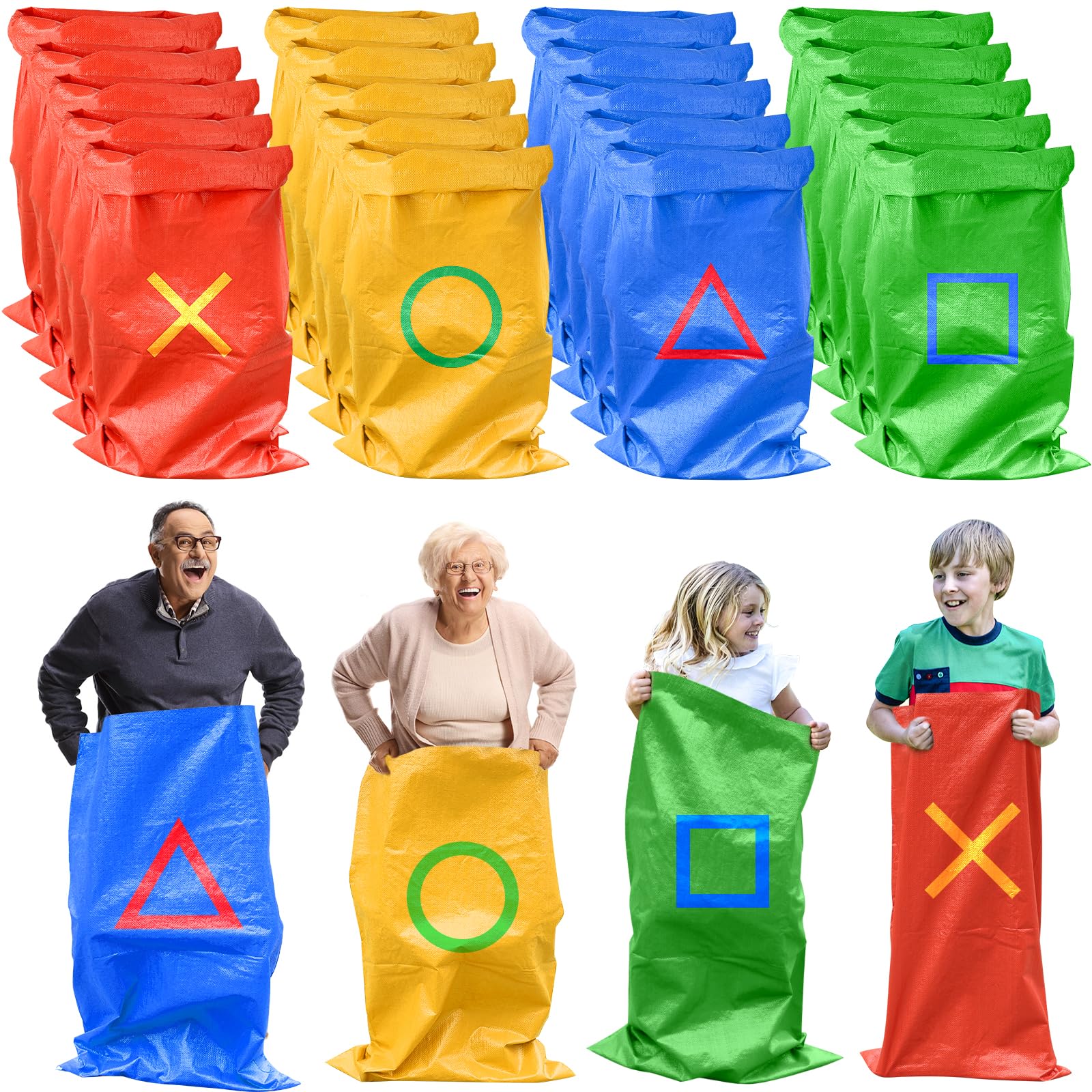HolyMaji Potato Sack Race Bags, Easter Sack Race Bags for Adults and Kids Outdoor Games Backyard Games Party Birthday Games Carnival Field Day Lawn