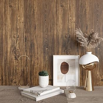 Amazon | CHICHOME 木目調シール 壁紙 ダークブラウン