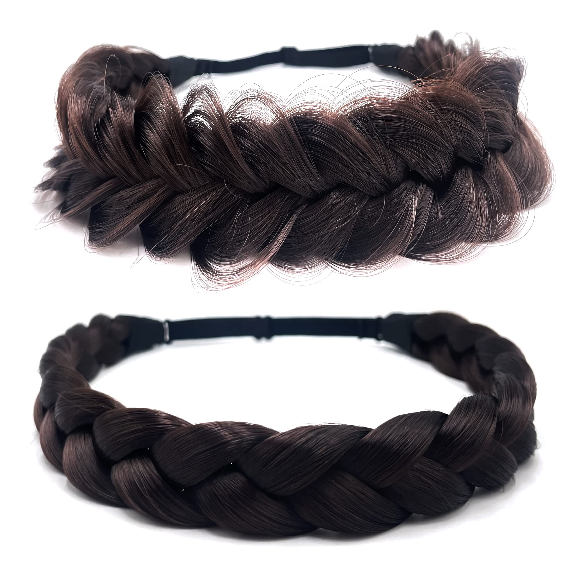 STHEJFB Braid Headband Set Regular and Messy Fishtail Braids braided headbands for women Chunky Adjustable Hairpiece Natural Look Elastic Effortless