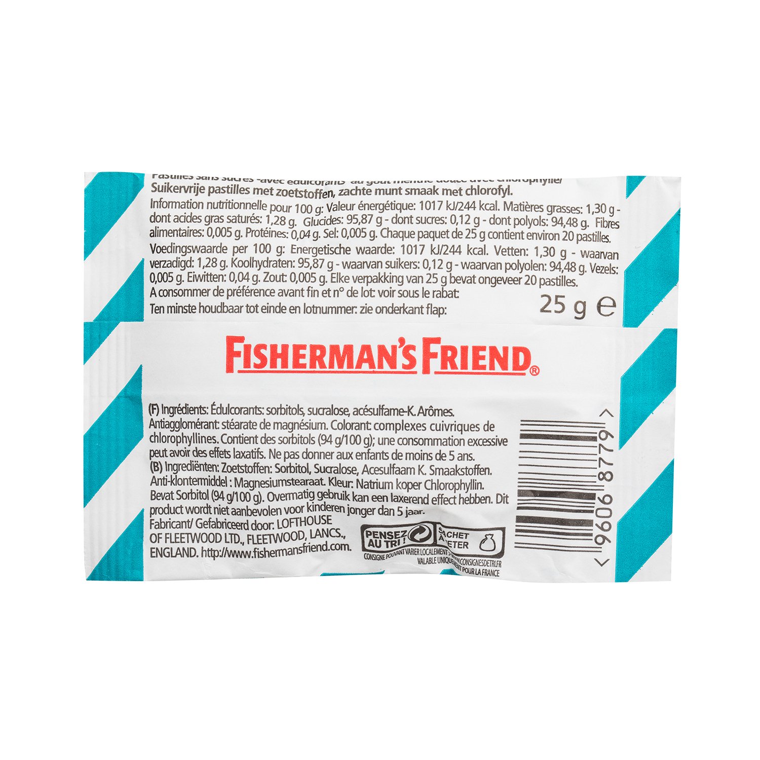 Fisherman'S Friend Sachets Menthe Douce Pastilles Sans Sucres Chlorophylle Fraîcheur Intense Haleine Fraîche Boîte 24 sachets 25g