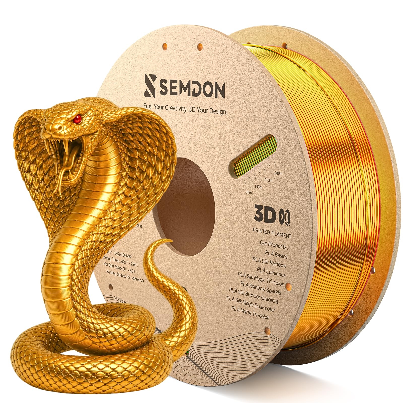 PLA Filament 1.75mm, Silk Gold PLA 3D Printer Filament 1KG(2.2lb)