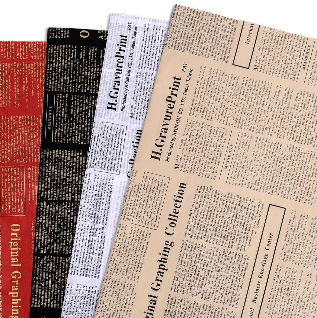 VRB Dec 10pcs Gift Wrapping Paper Sheet/Gift Paper For packing/Gift Papers Sheets/Gift Wrapper/Gift Packing Material Wrapping Paper for Gift Packing Birthday,Anniversary,Diwali,Christmas. (10 Pcs Newspaper Print)