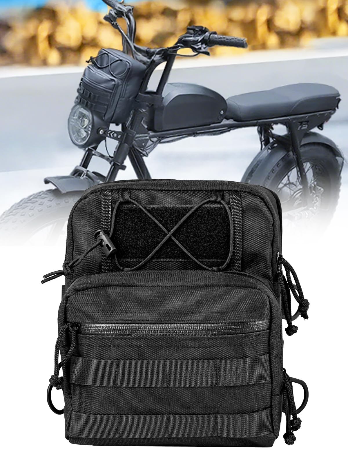 Motorcycle Bags, Bike Handlebar Bag E-Bike Tool Bags Saddlebags for Bicycle Waterproof Tool Storage Bag for Harley Sportster, Electric Bicycles, Road Mountain Bike, Riding Travel