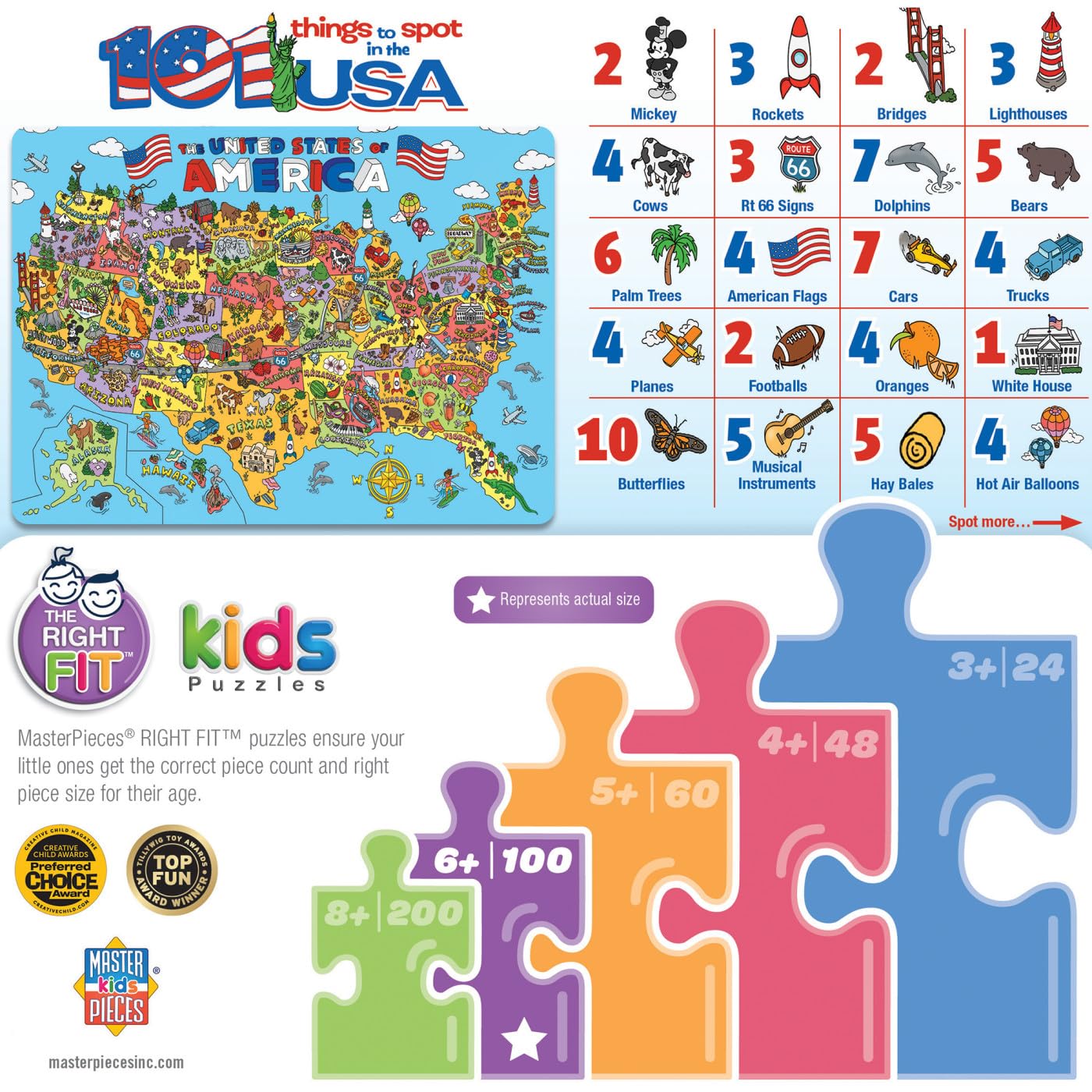 MasterPieces 101 Things to Spot in The USA 100-teiliges Kinderpuzzle