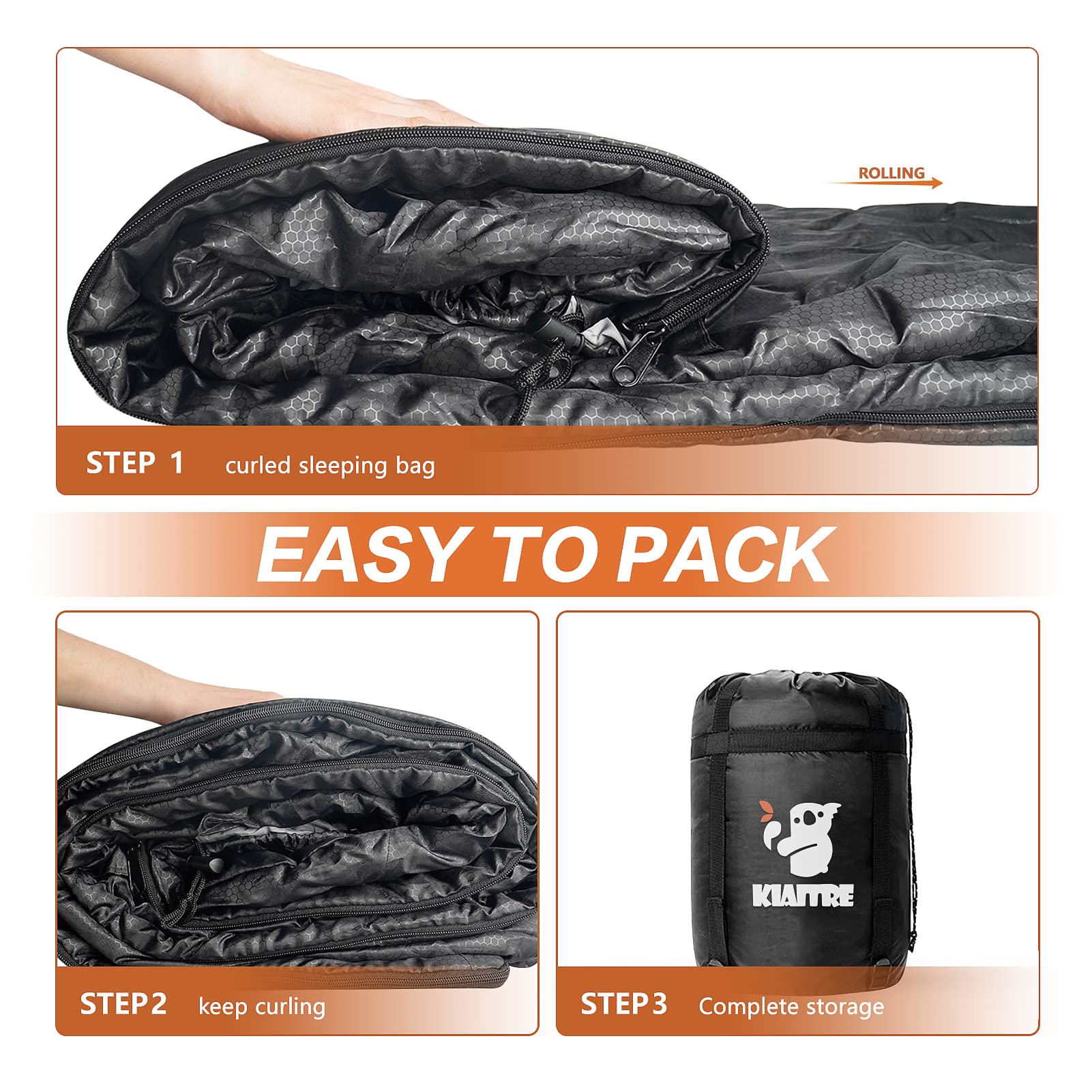Kiaitre Schlafsack für Erwachsene - Warmer und ultraleichter Umschlag-Kompaktschlafsack, wasserdichter Outdoor-Deckenschlafsack für Camping, Wandern und Rucksackreisen