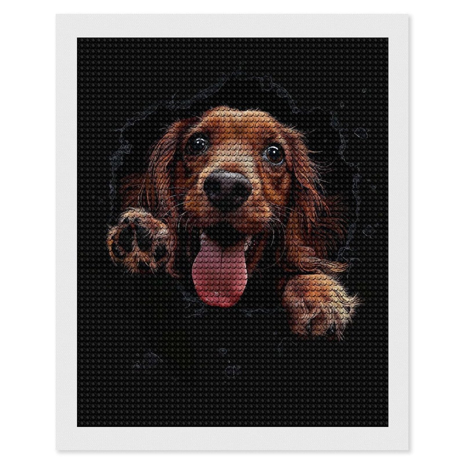 Junmoney Sussex Spaniel Diamond Painting Set 16"x20", Sparkling Round Gems, Decorate Your Room, Fun Craft Experience, Modern Decor
