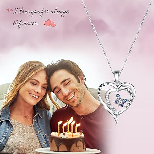 Miniatura 5 de Iefil Regalos de joyería para mujer Collares de plata de ley 925 con piedra natal de mariposa para mujeres, Día de la Madre, regalos de cumpleaños