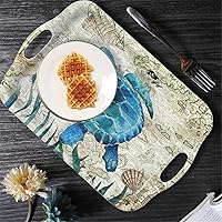 Vista 4 de Bandeja de Servir Bandeja Decorativa con Asas Bandejas de Servir Multiuso Rectangulares para Restaurante, Fiestas, Mesa de Café, Cocina - Retro