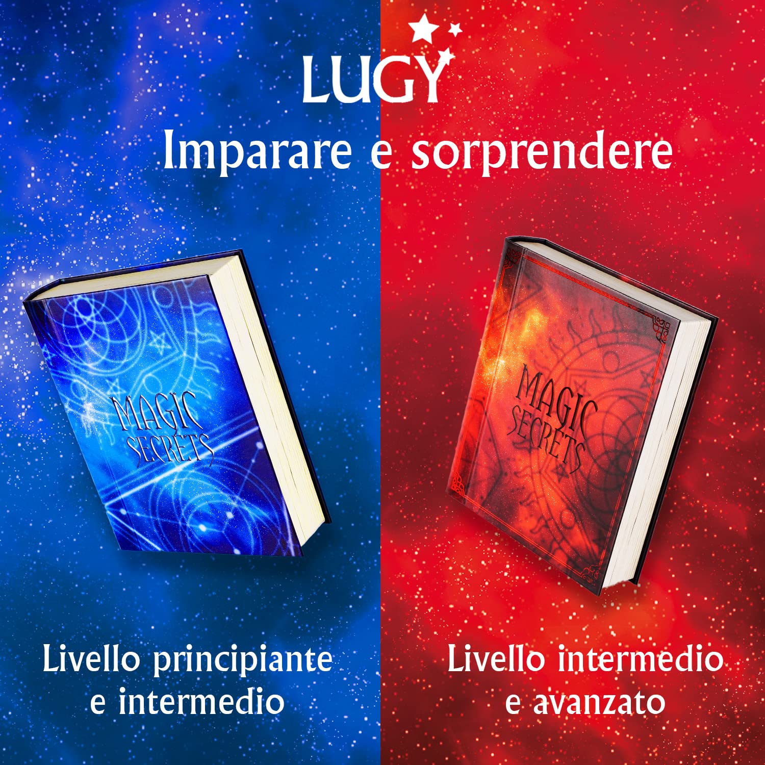 LUGY Magic Secrets - Cofanetto di Magia - 70 Trucchi Istruzioni Video - Livello Principiante/Intermedio - Kit Mago 8 9 10 11 12+ Anni - Giochi di magia creativi per Bambini Trucchi Magici +++