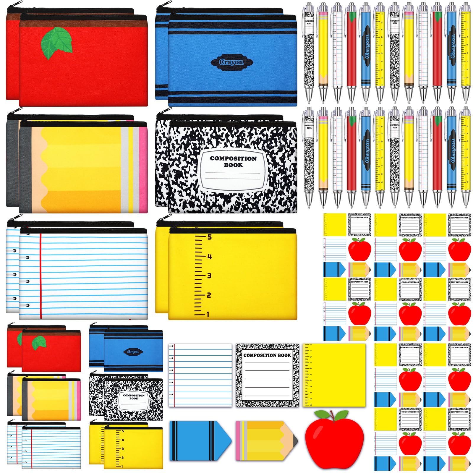 Tenceur Set da 72 pezzi per il rientro a scuola, regalo per insegnanti, 24 pezzi, astuccio per matite, penne a sfera, note adesive, matita, quaderno per pastelli, regalo di ringraziamento per