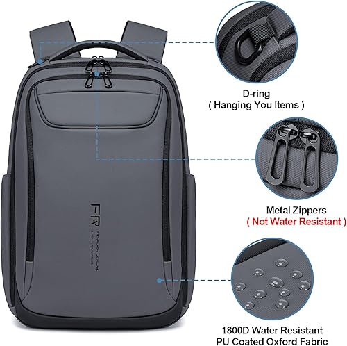 Miniatura 4 de FENRUIEN Mochila de negocios para hombre profesional, Gris, Regular, Mochila de viaje para laptop