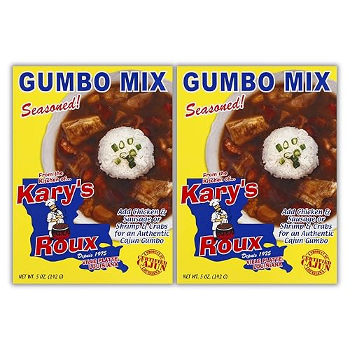Kary's Gumbo Mix, 5 onzas (paquete de 2)  Auténtico sabor cajún en cada bocado  Eleva tu experiencia culinaria con esta caja de Gumbo