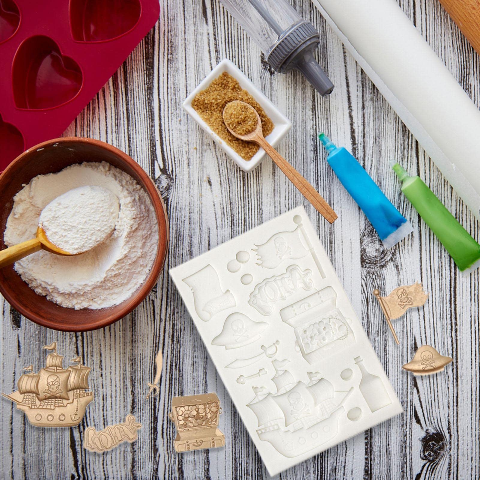 2 Stampi In Silicone Per Alimenti A Forma Di Teschio Pirata – Per Halloween, Cioccolato, Muffin, Ghiaccio E Sapone, Per Uso Alimentare