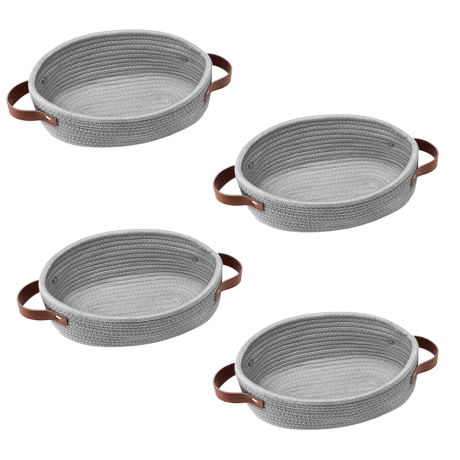 Jazuaiao Of 4 Sturdy Cotton Rope Storage Baskets Stylish Cotton Rope Baskets Container for Neat and Clean Space Bathroom Basket