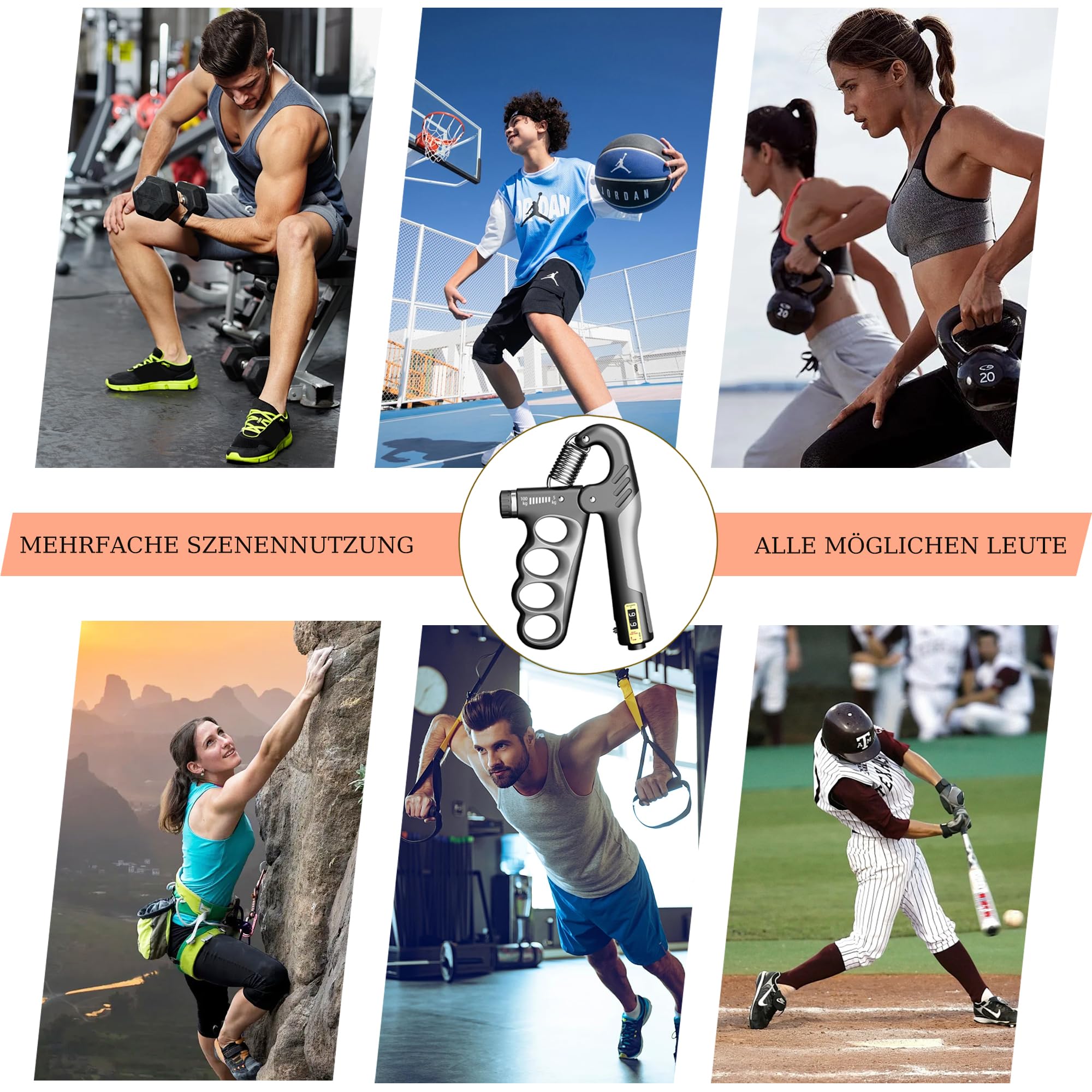 Griffkraft Trainer, Handtrainer, Unterarmtrainer mit Automatischer Zähler | Einstellbarer Widerstand von 5-100 kg, Geeignet für Griffkrafttraining, Handphysiotherapie und Rehabilitation
