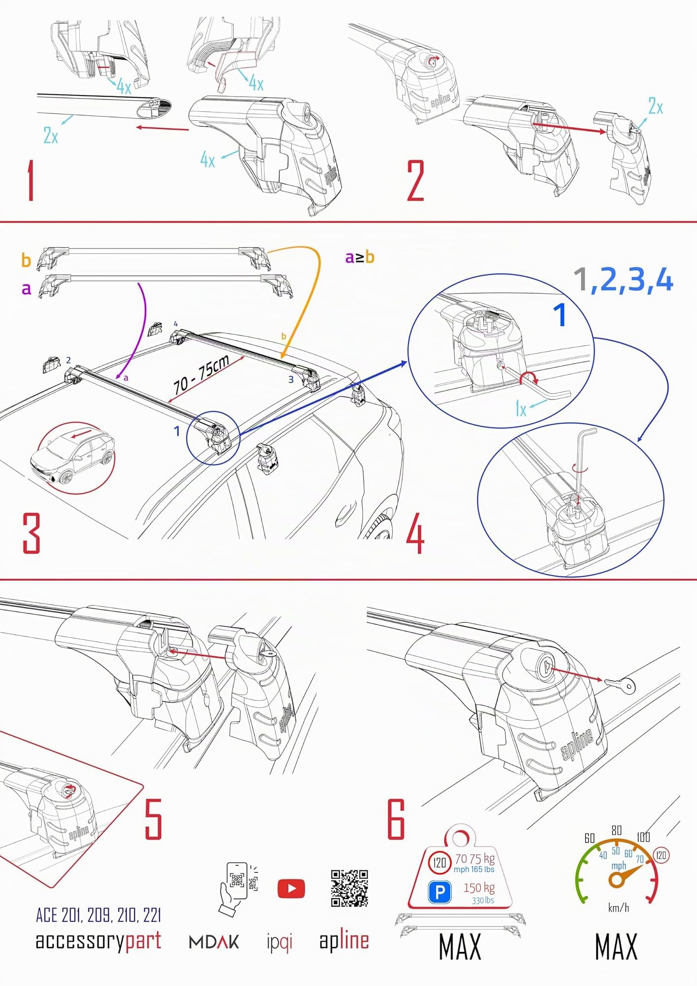 Kompatibel mit Volvo V60 2019-2024 Relingträger ACE-2 Dachträger Gepackträger GRAU