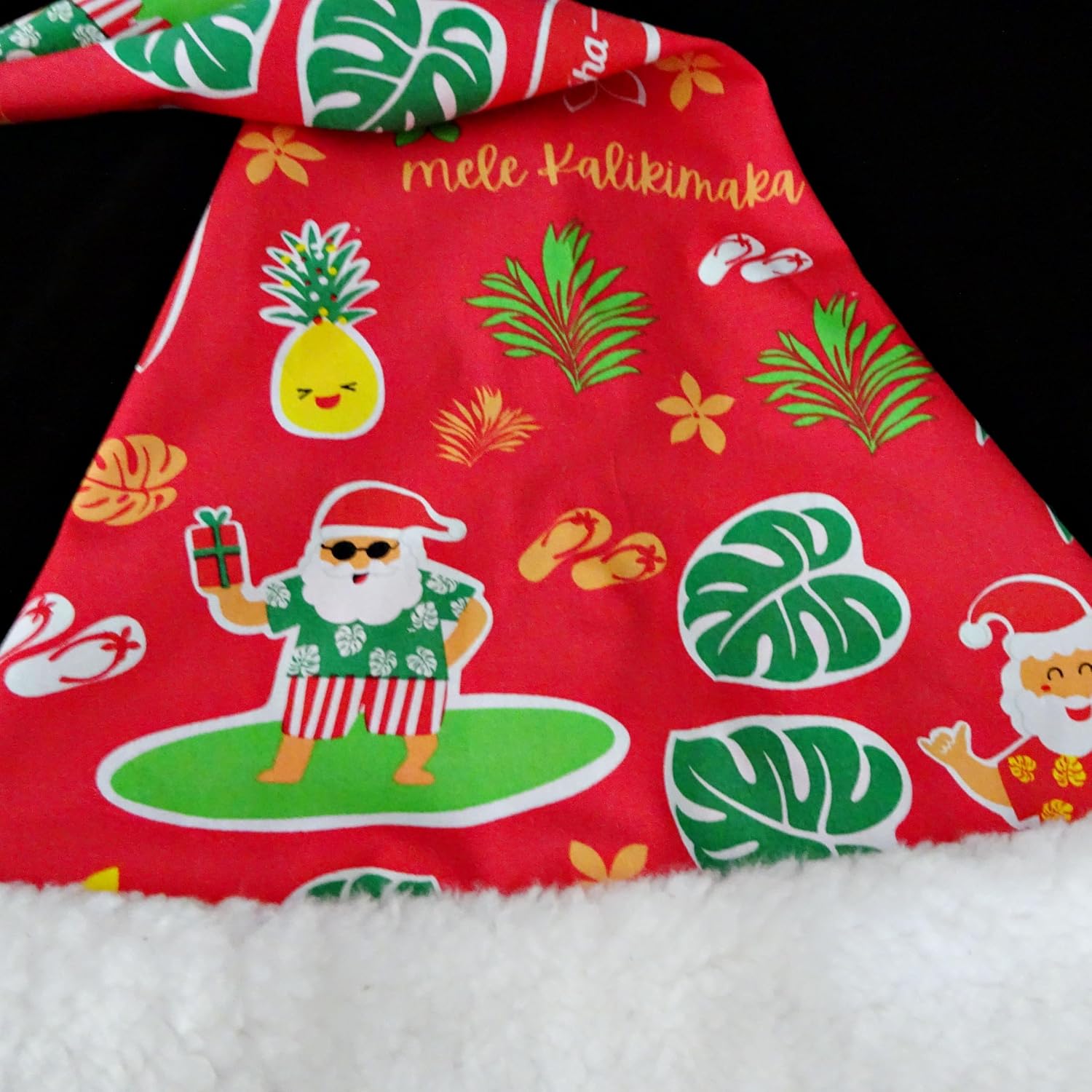 Surfing Santa Hat, Tropical Hawaiian Island Christmas Celebration Hat