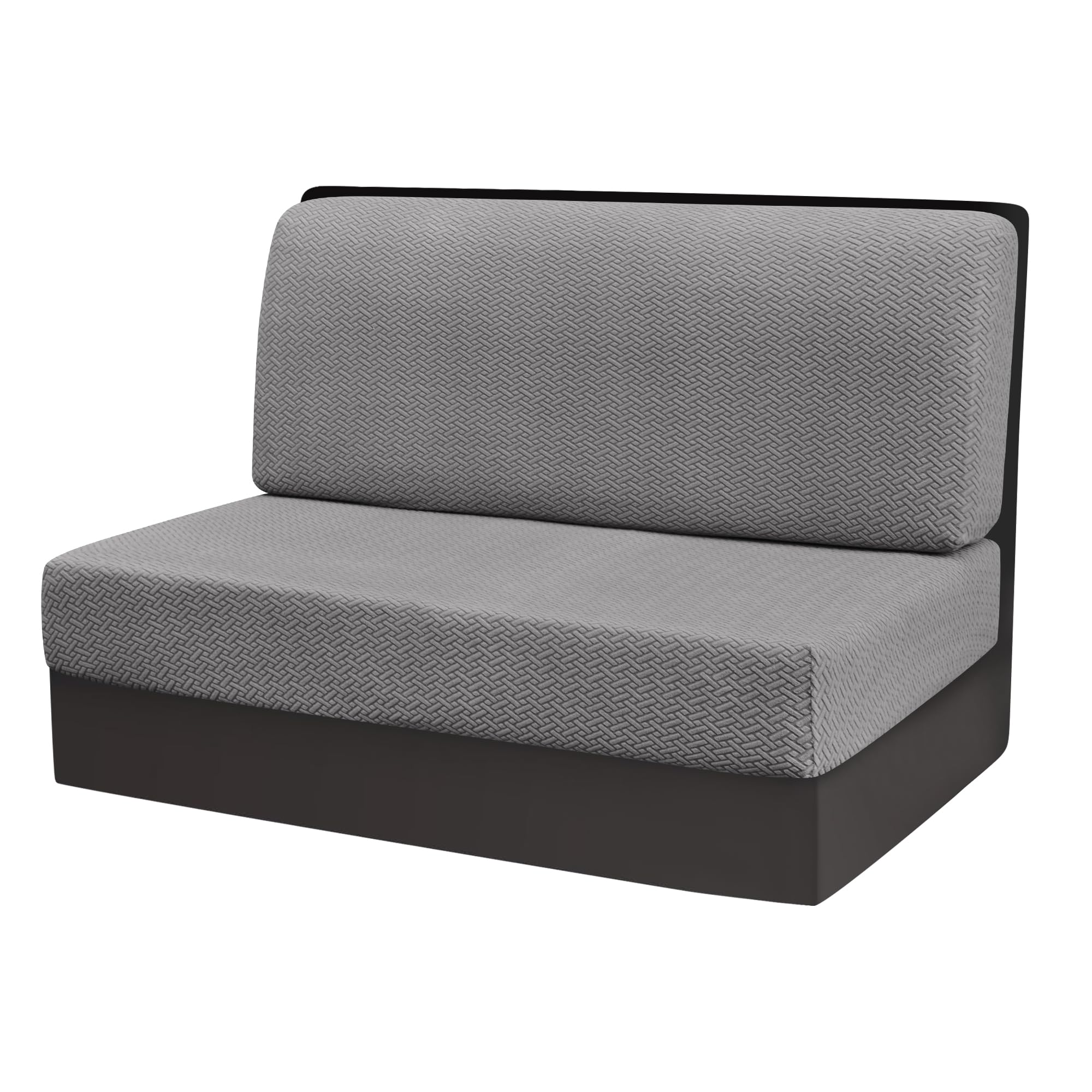 SYLC 2 Pieces RV Dinette Cushion Covers Jacquard Stretch, Camper Sofa Seat Cushion Bench Slipcovers with Backrest Cover for Caravan Car (Herringbone Light Grey,Set of 1)