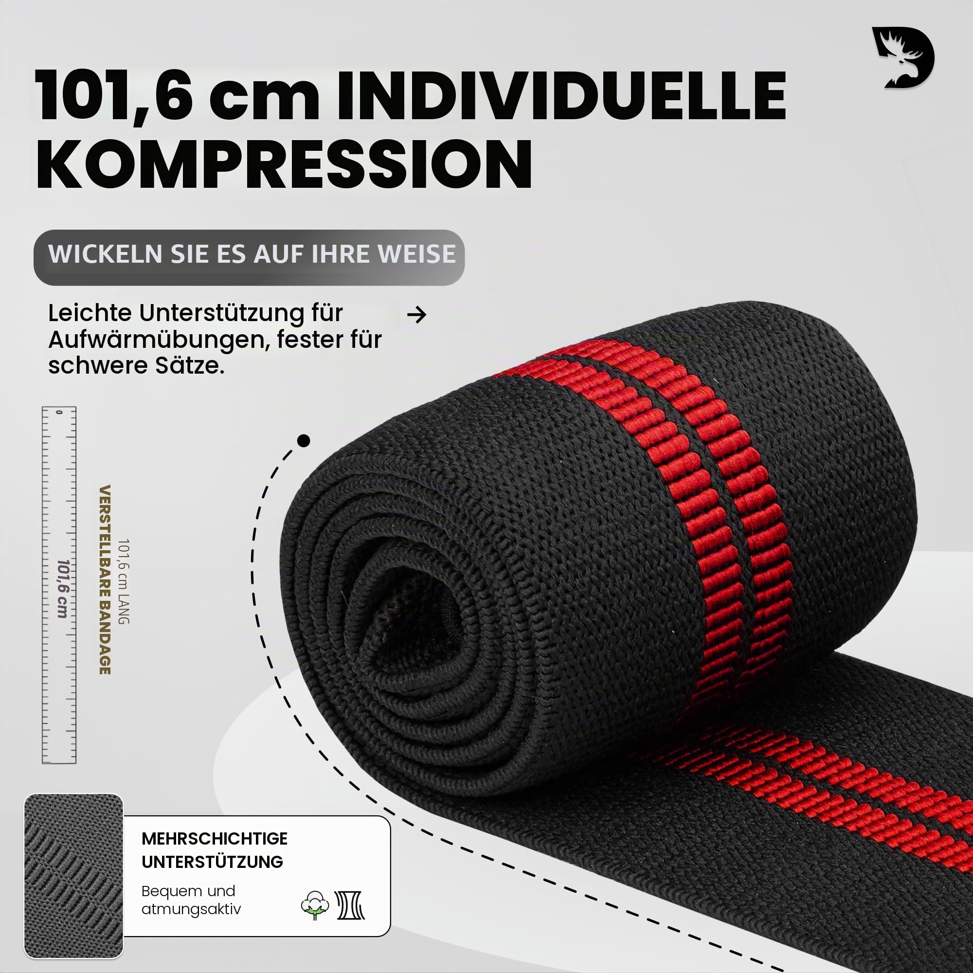 DMoose Fitness-Ellbogenschützer für Gewichtheben (Paar) 40" Verstellbare Bandage zur Unterstützung der Gelenke, Schmerzlinderung – Ellbogenschützer für das Training im Fitnessstudio