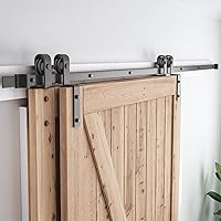 Vista 1 de SMARTSTANDARD 9 Feet Bypass Sliding Barn Door Hardware Kit - for Double Wooden Doors-Single Track - Smoothly & Quietly - Easy to Install-Fit 96