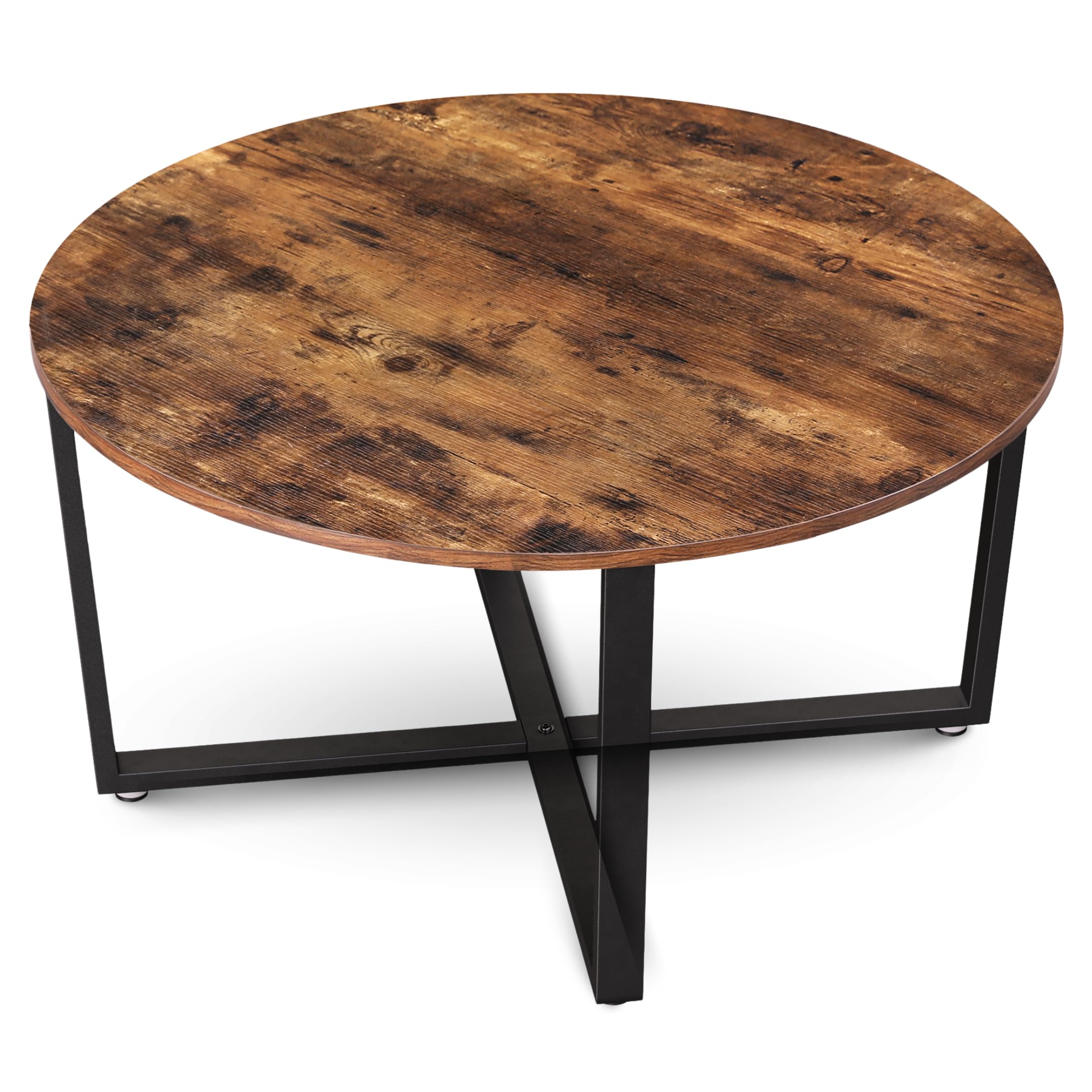 holz4home® Couchtisch Indie I Runder Wohnzimmertisch Ø88cm I Industrial-Look Braun I Vintagetisch Teetisch Vintage Sofatisch I Moderner Beistelltisch Fernsehtisch