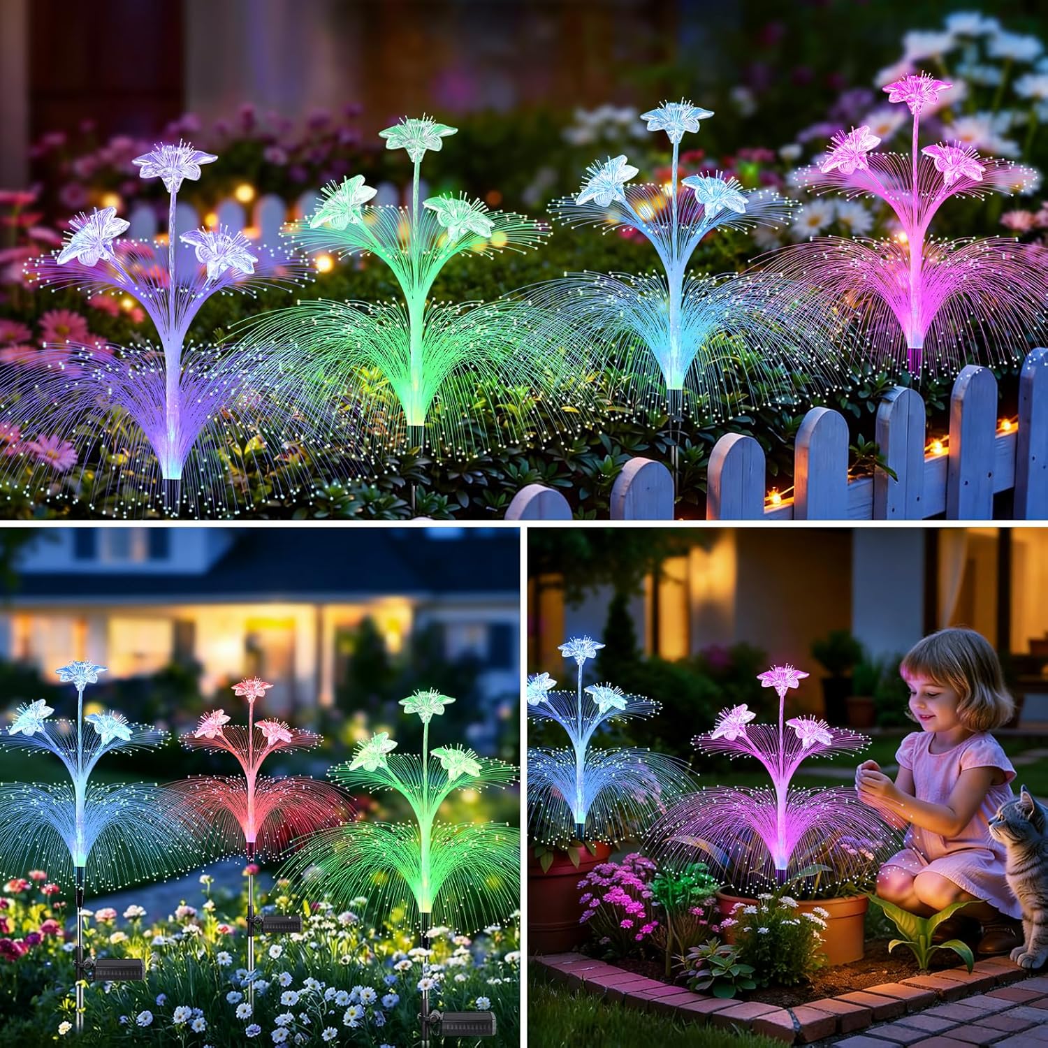 Solar Jellyfish Lights Outdoor - Waterproof LED Color Changing Garden Decor Hanging Lights, Auto-On/Off Solar Powered Yard Ornaments for Patio, Lawn, Festival Decoration (2 Pack)