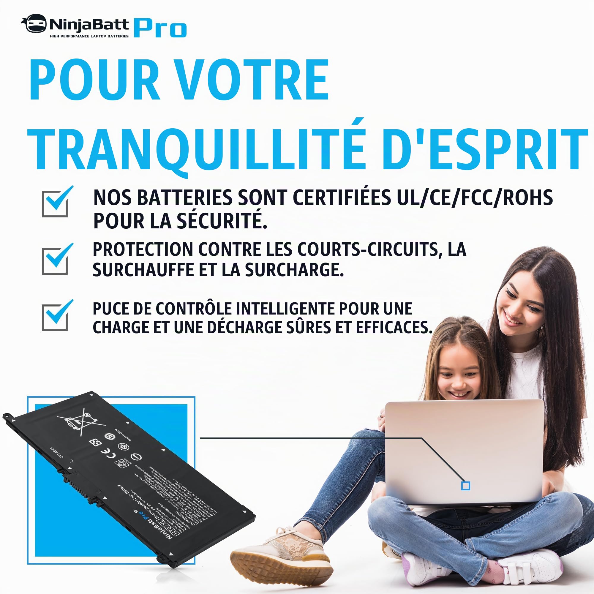 NinjaBatt Batterie pour HP HT03XL L11119-855 HSTNN-DB8R 15-CS 15-DA 15-DB