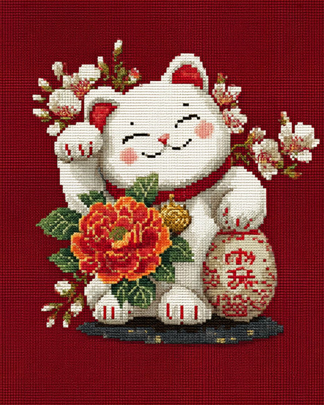 AxiangziK DIY Cross Stitch Kits Cats and Flowers 11CT 60x80cm