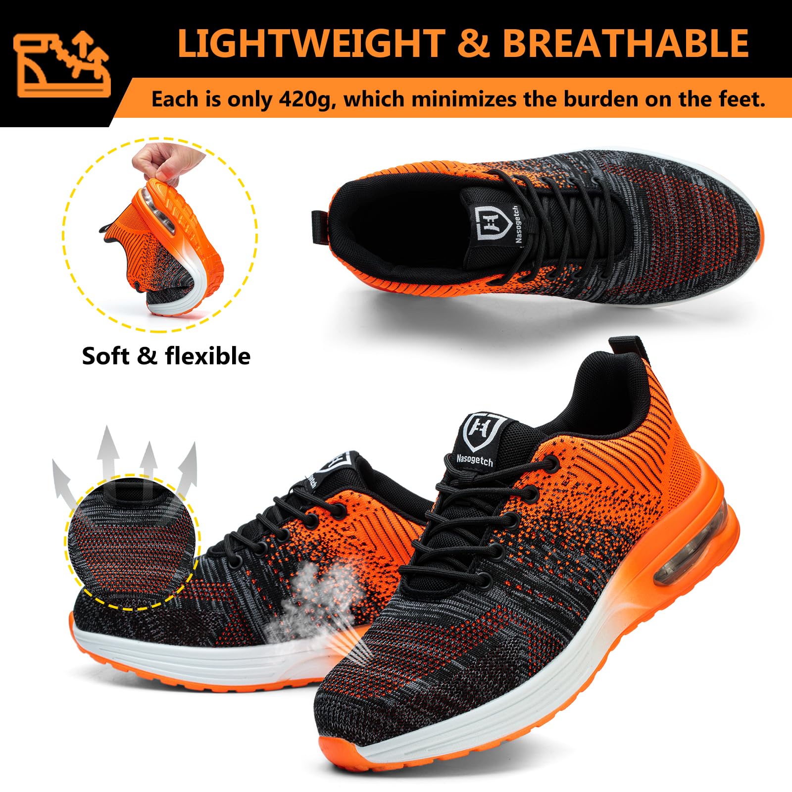 Baofular Scarpe Antinfortunistiche Uomo Donna Leggere Scarpe da Lavoro Comode Scarpe Sicurezza Antiscivolo Traspiranti