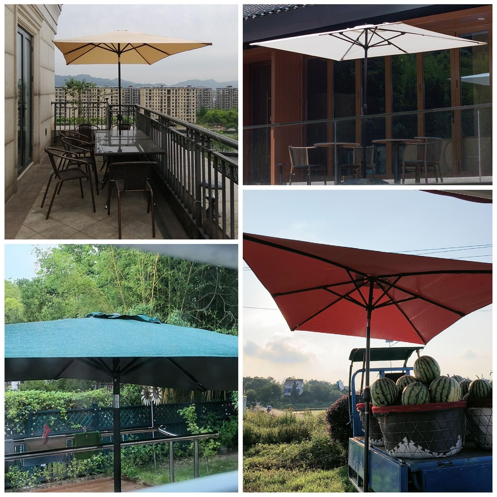 ESOYAWE Dessus De Parapluie De Remplacement pour Parasol De Cour Jardin Plage, Auvent De Remplacement pour Parasol Colonne Central De 6 Baleines, 2m×3m Rectangulaire Auvent Housse De Rechange