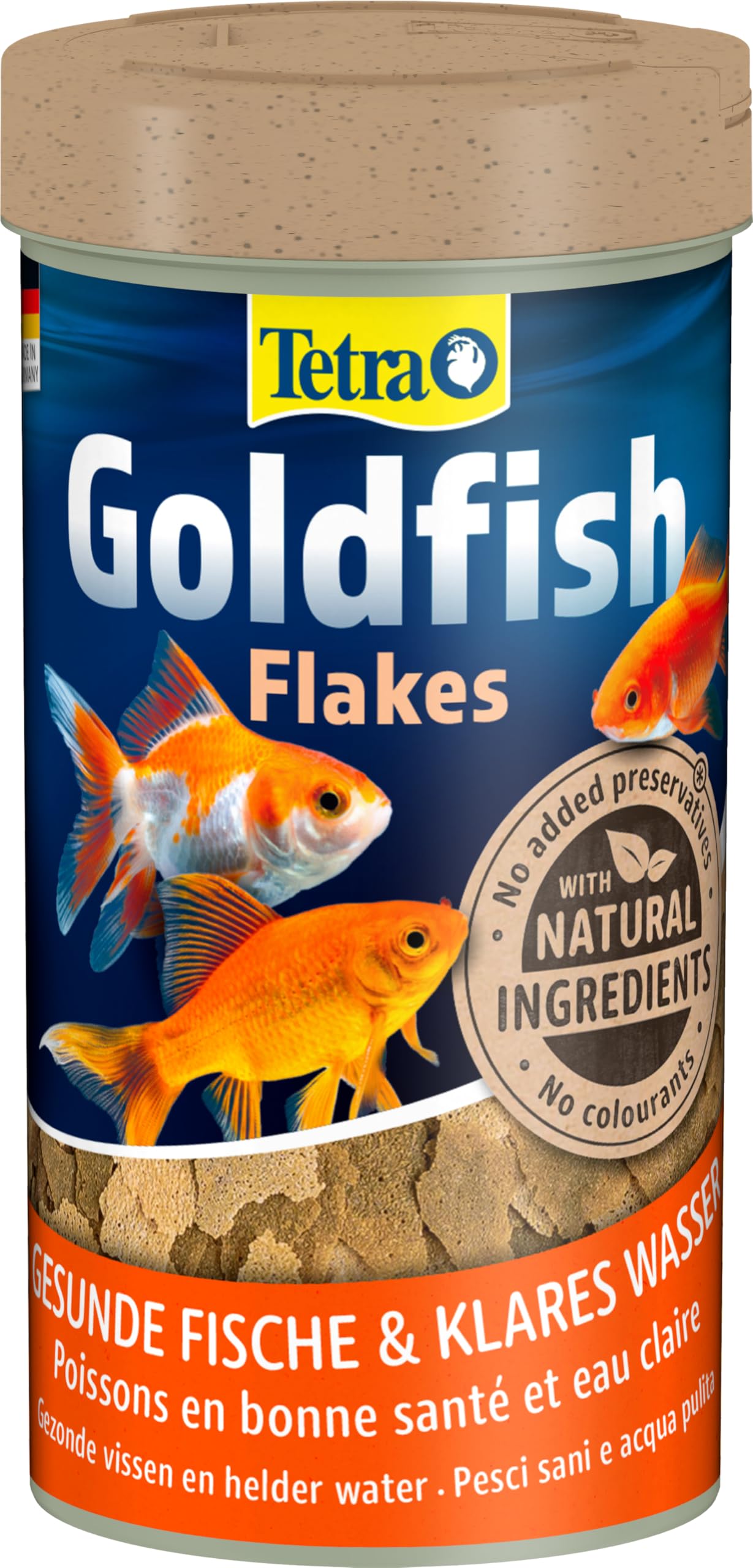 Tetra Goldfish Flakes - Mangime in scaglie per tutti i pesci rossi e altri pesci d'acqua fredda - Lattina da 250 ml