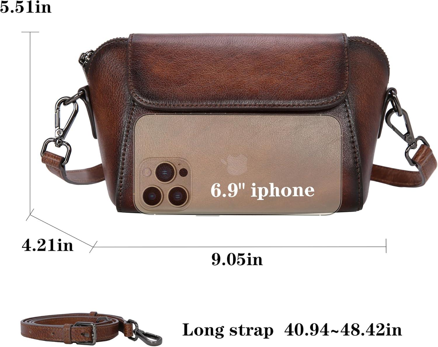 HESHE Genuine Leather Purses for Women Designer Crossbody Bags Small Shoulder Handbag Lightweight Satchel Purse for Everyday - Image 4