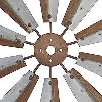 Vista 2 de Deco 79 Molino de viento de metal, decoración del hogar, arte de pared 30 x 2 x 30 pulgadas, marrón