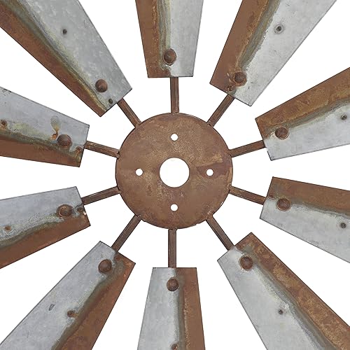Miniatura 2 de Deco 79 Molino de viento de metal, decoración del hogar, arte de pared 30 x 2 x 30 pulgadas, marrón