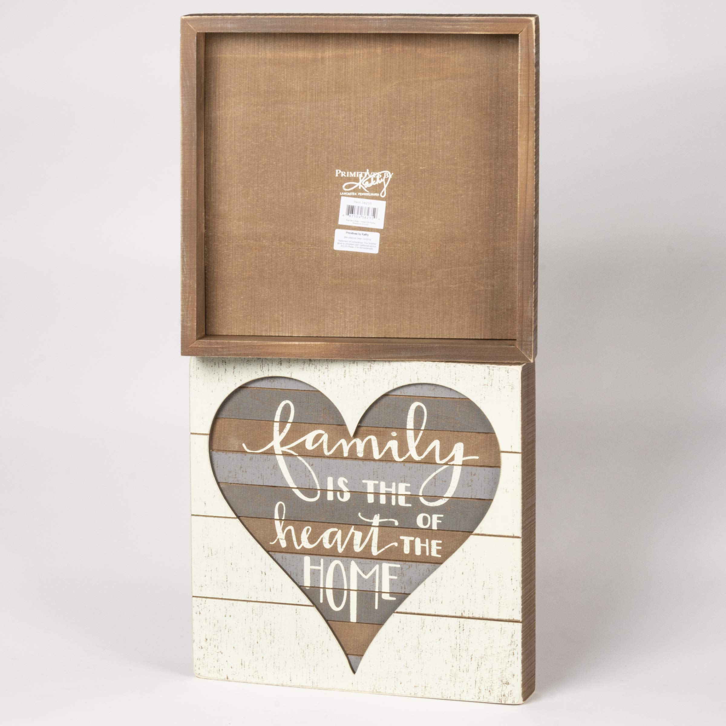 Primitives by Kathy Home Décor Inset Box Sign - Family is The Heart of The Home, Hand Illustrated Design