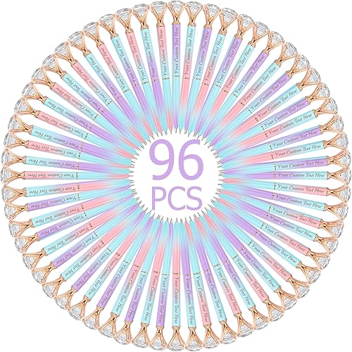 YAEILOV 96 bolígrafos personalizados con punta de lápiz capacitivo, bolígrafo de diamante grabado personalizado, tinta negra con logotipo