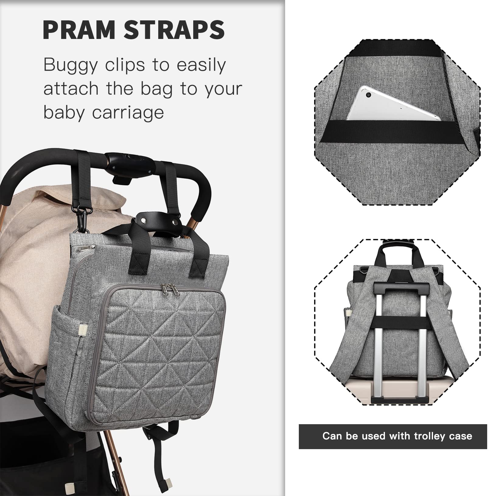 KONO Zaino Fasciatoio Borsa per Cambio Pannolini Impermeabile per Mamma e Papà