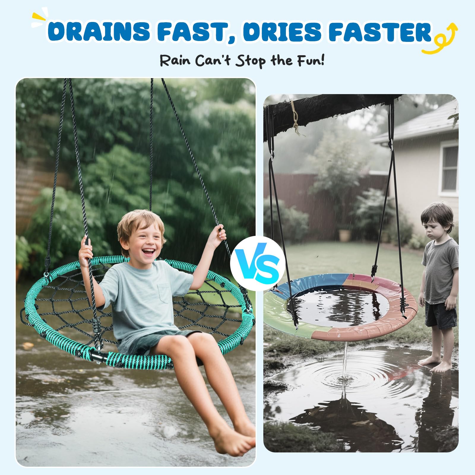 Trekassy 750lbs 40“ Spider Web Saucer Tree Swing for Kids Adults, Outdoor Net Swing with Steel Frame and 2 Hanging Straps-Green