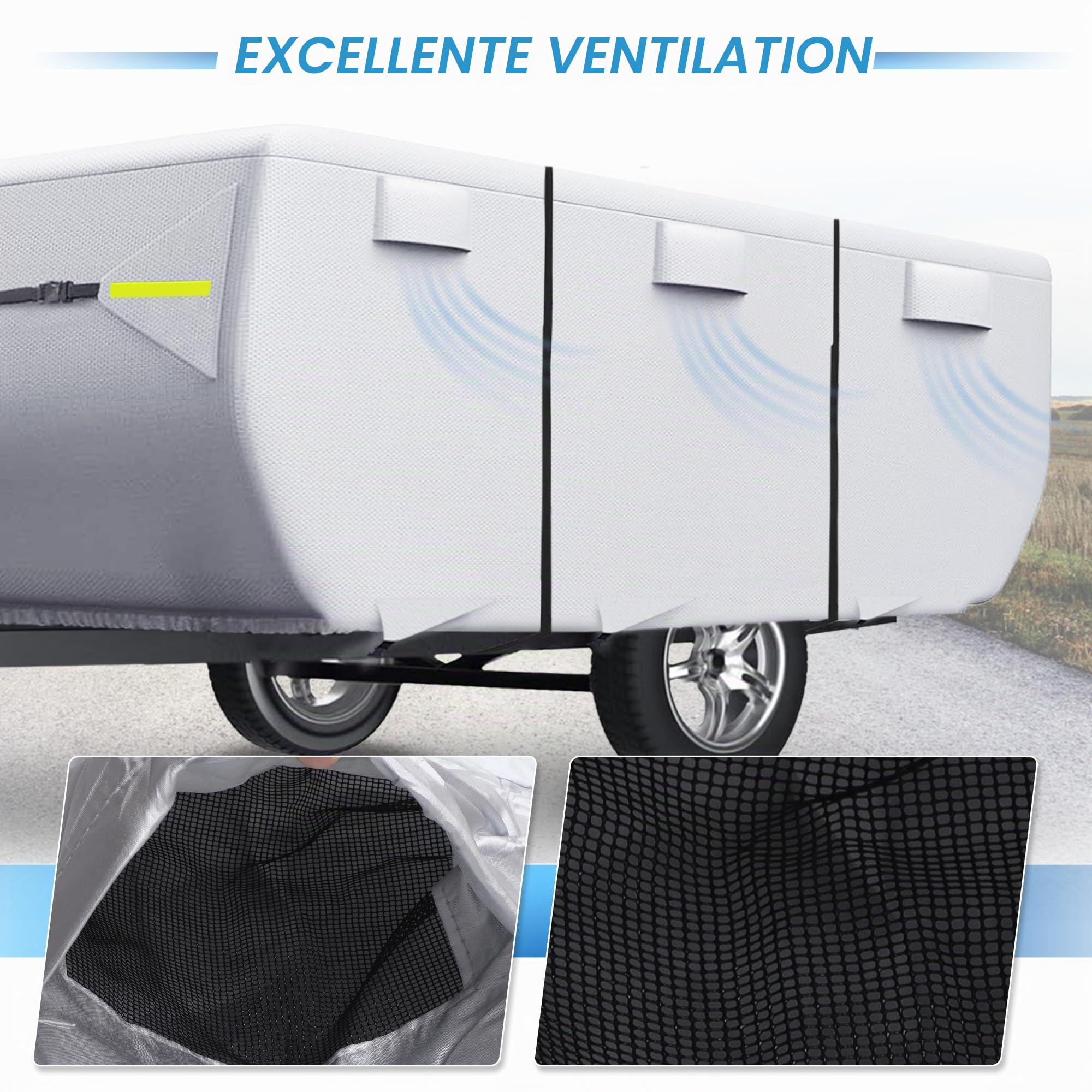 QUARKZMAN Housse Imperméable Pour Caravane Pliante 12-14' Oxford 210D