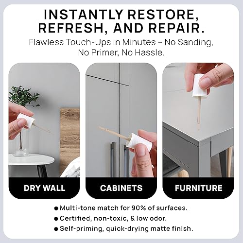 Miniatura 2 de spot. Pintura de retoque  Acabado mate para gabinetes, paredes, puertas y muebles  Kit de reparación gris multicolor  Secado rápido, autocebante,