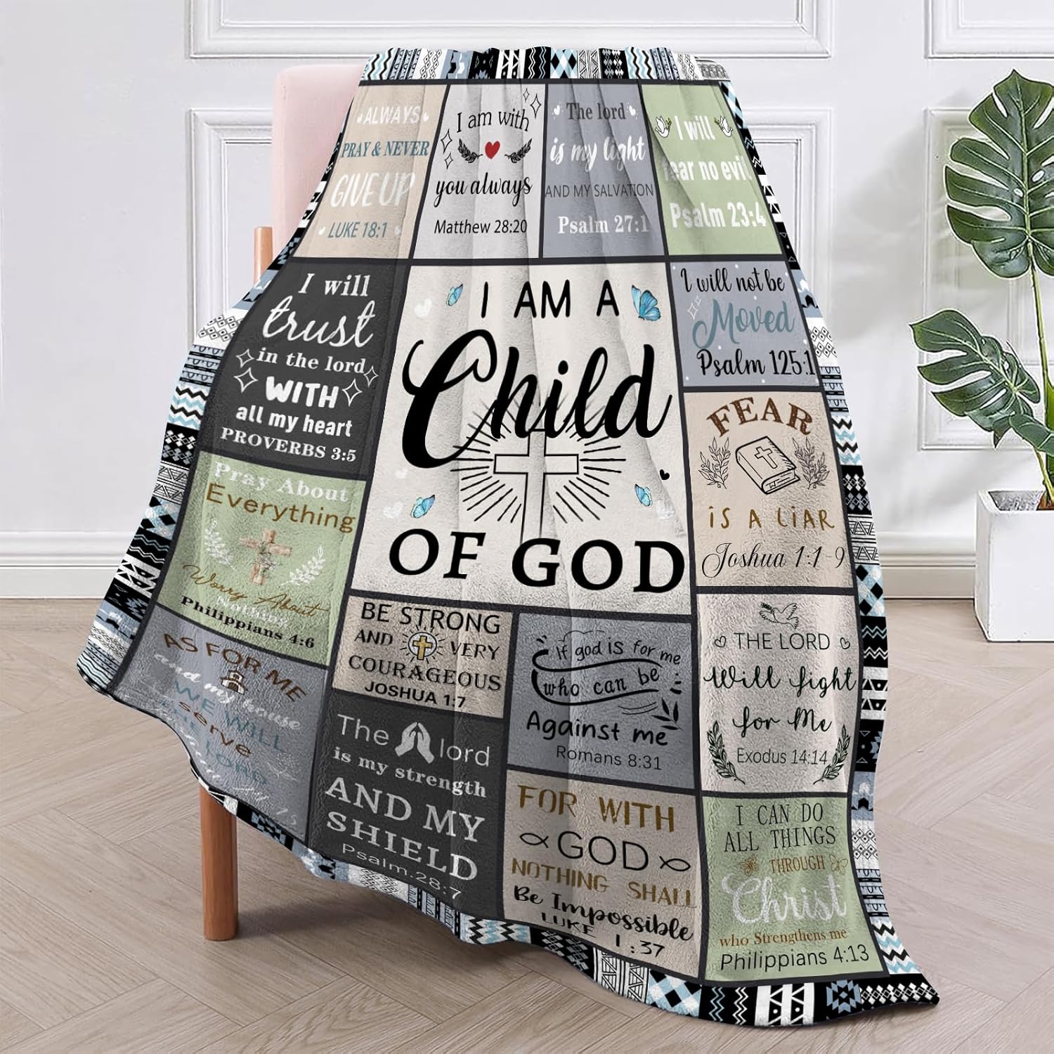 CIUGOIG Christian Gifts for Women & Men - 50"X60" I Am a Child of God Blankets - Inspirational Religious Birthday Catholic Spiritual Gifts Faith Based Gift - Christian Throws - Image 2