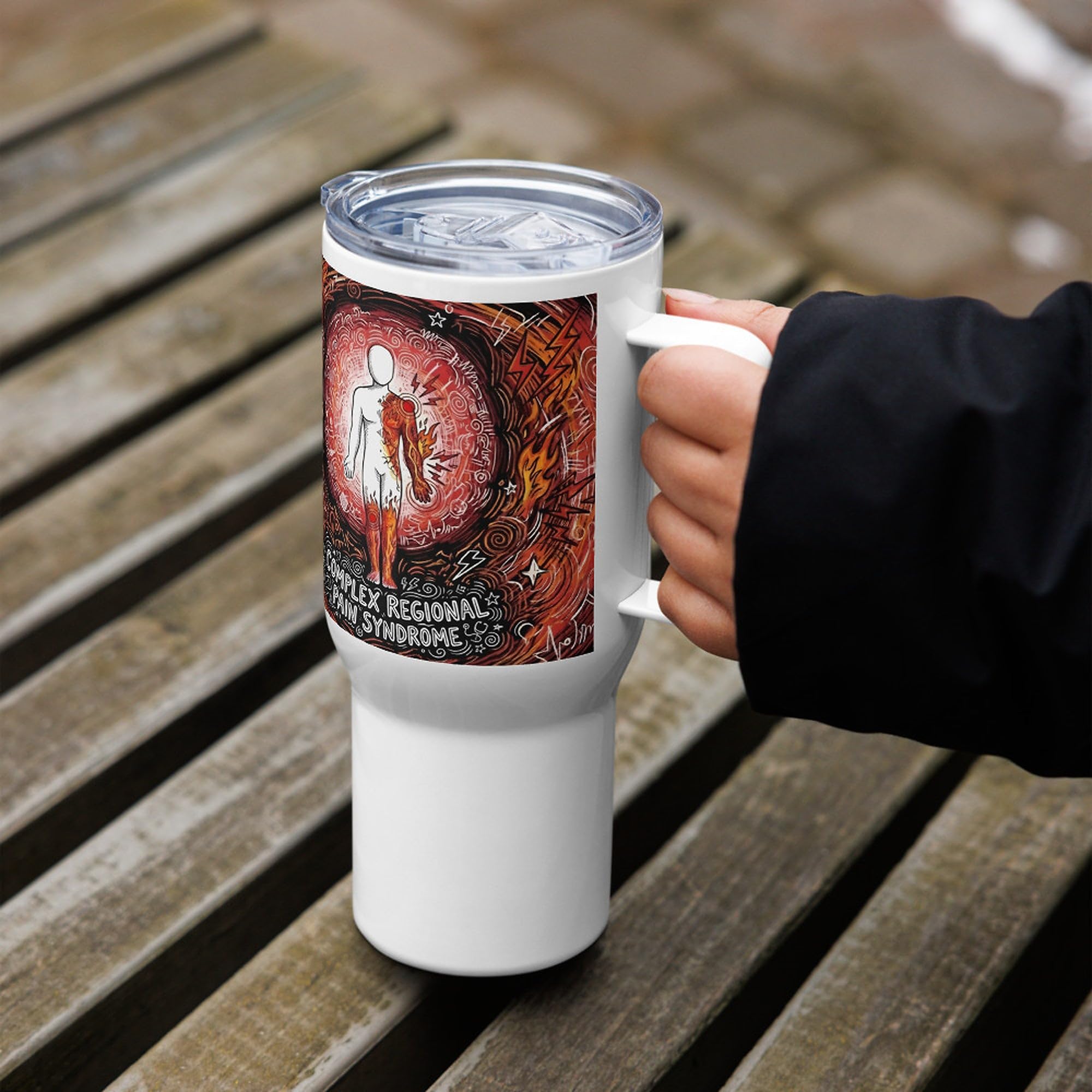 Taza de Viaje SDRC (CRPS) con Asa, Regalo para la Comunidad CRPS