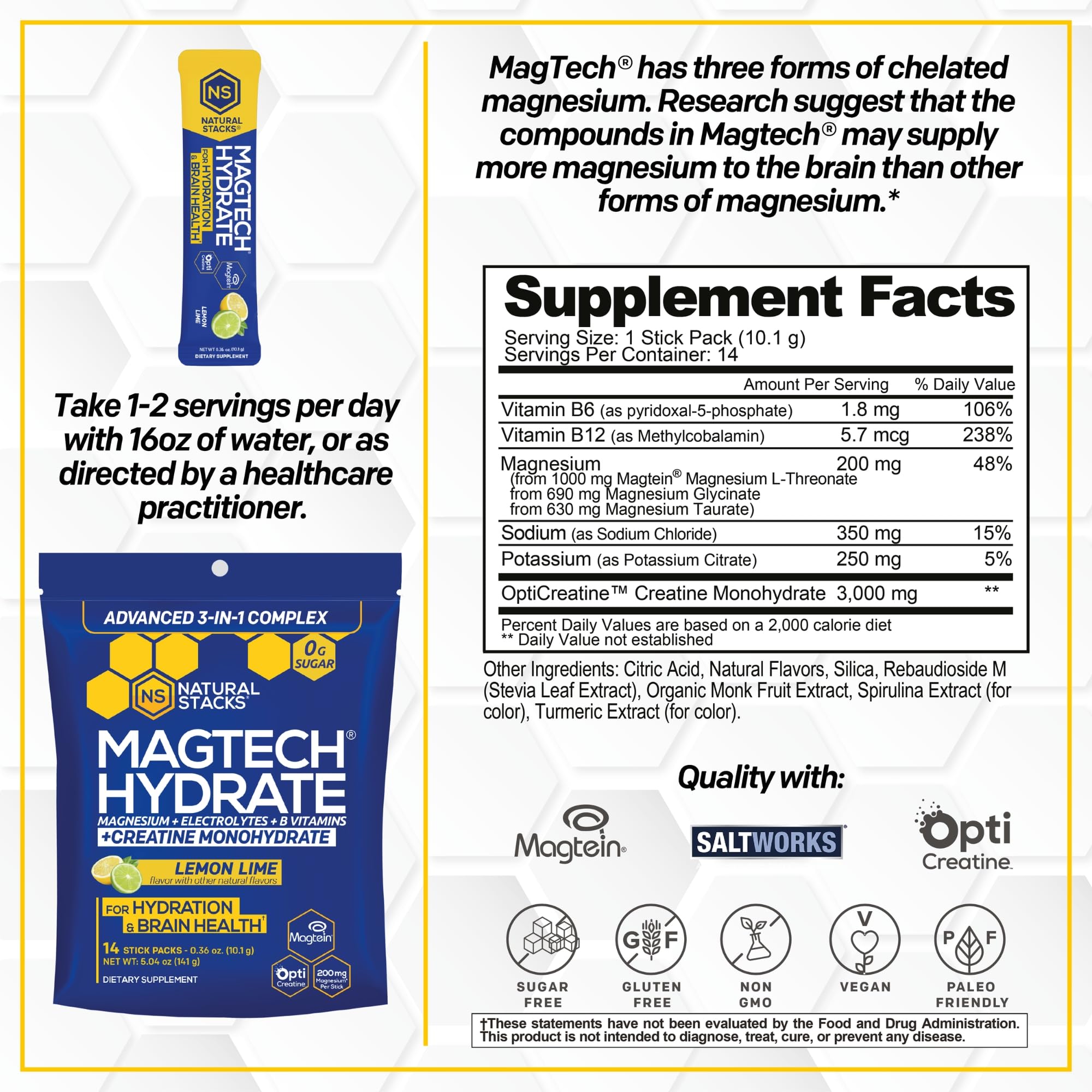 MagTech Magnesium Hydration Packets, Electrolyte Powder, 14 Servings — Amazon image 3