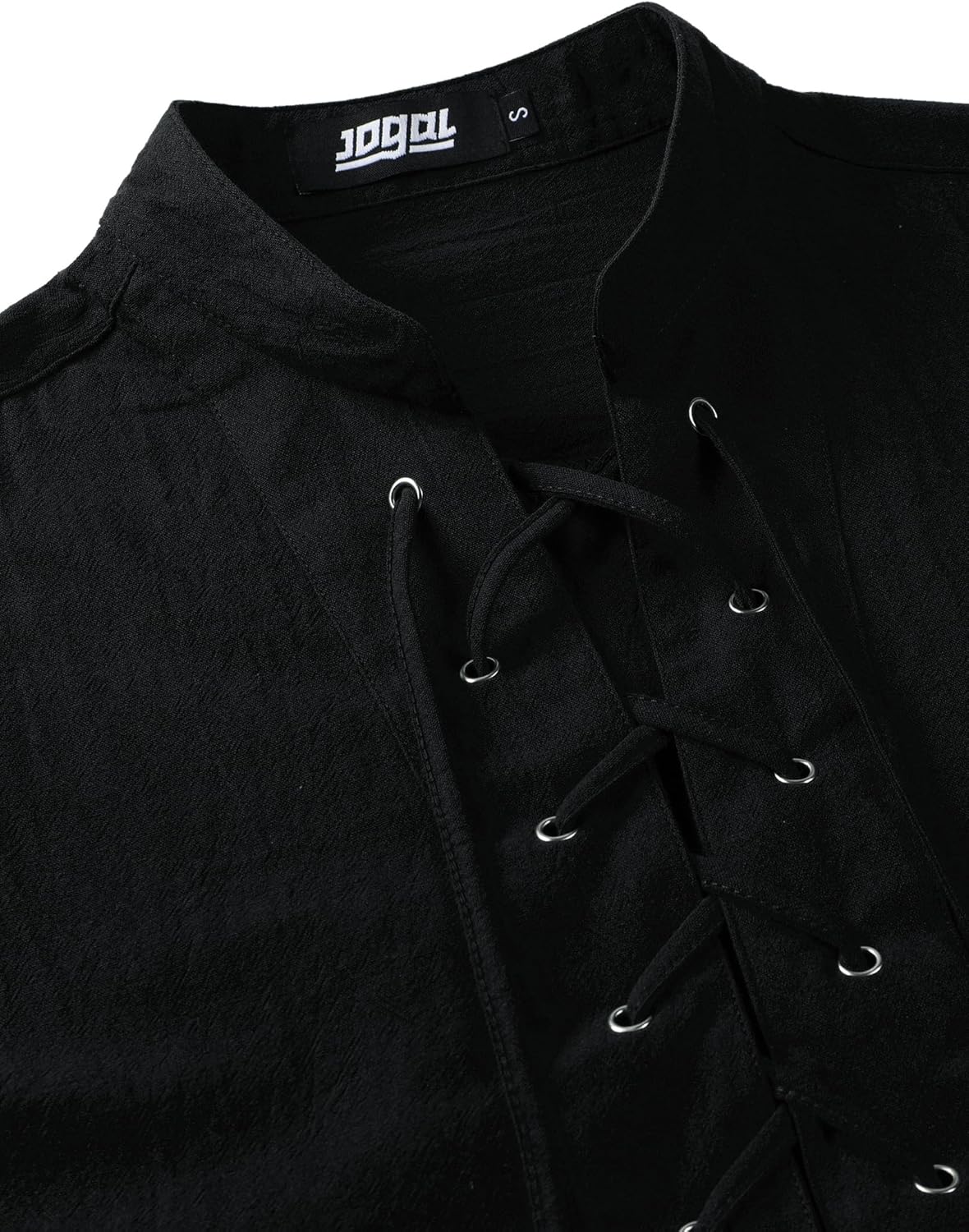 JOGAL Mens Renaissance Shirt Pirate Medieval Sleeveless Halloween Costume Steampunk Viking Lace-up Stand Collar Shirts - Image 5