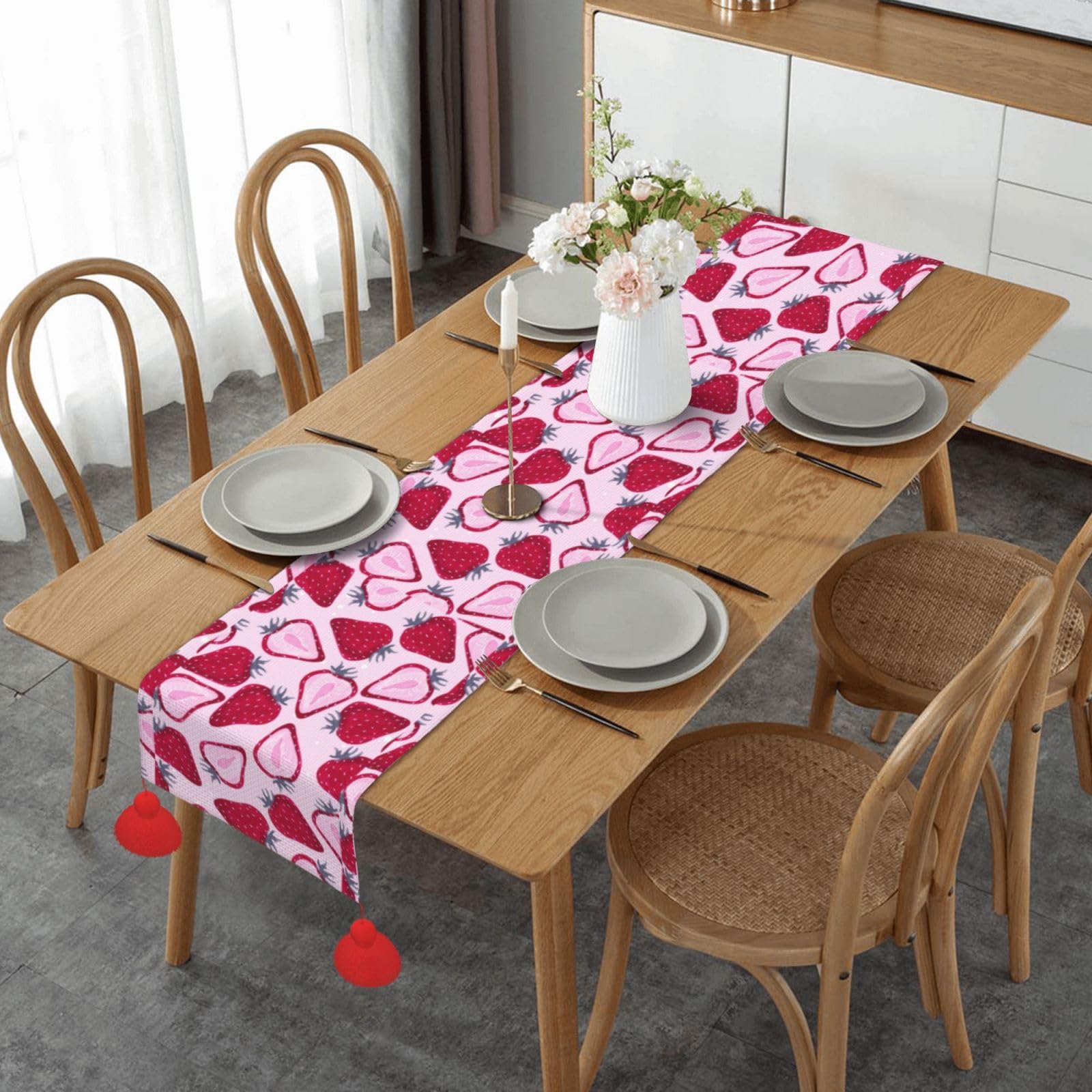 Chemin de table de Noël pour buffet de fête et décoration de table de salle à manger 152cm