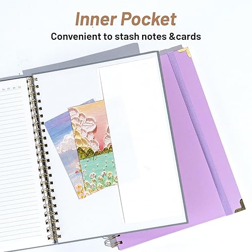 Vista 6 de Yoment Cuaderno de espiral pequeño A5 para el trabajo, 5 x 7, 160 páginas, tapa dura, cuaderno de espiral con rayas universitarias, diario