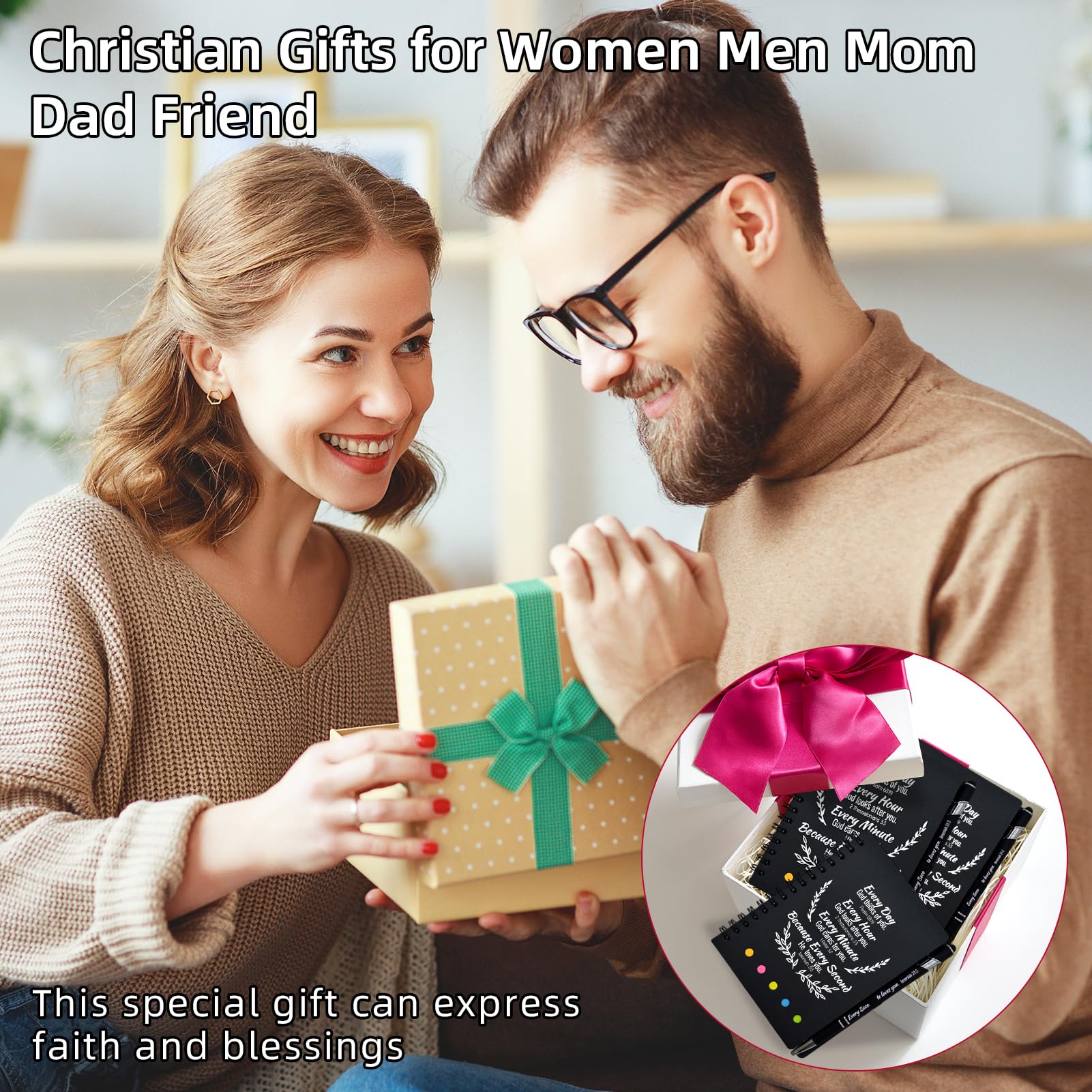 Tarevaniwa 40 Stück christliche Geschenke Gebetstagebuch für Frauen – 20er-Set religiöser Notizblock mit christlichem Stift – Bibel-Notizbuch – Kirchengeschenke für Inspiration, Bibelstudium